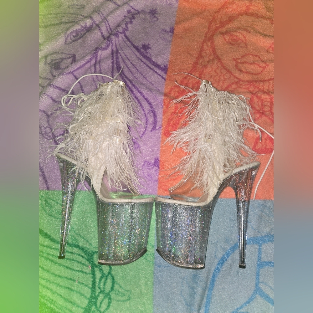 Pleaser White Feather Heels
